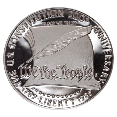 1987 US Constitution Bicentennial Silver Proof USA $1 (Capsule)